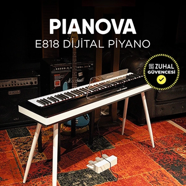#SUK0277 - PIANOVA E818 Siyah - Beyaz Dijital Piyano