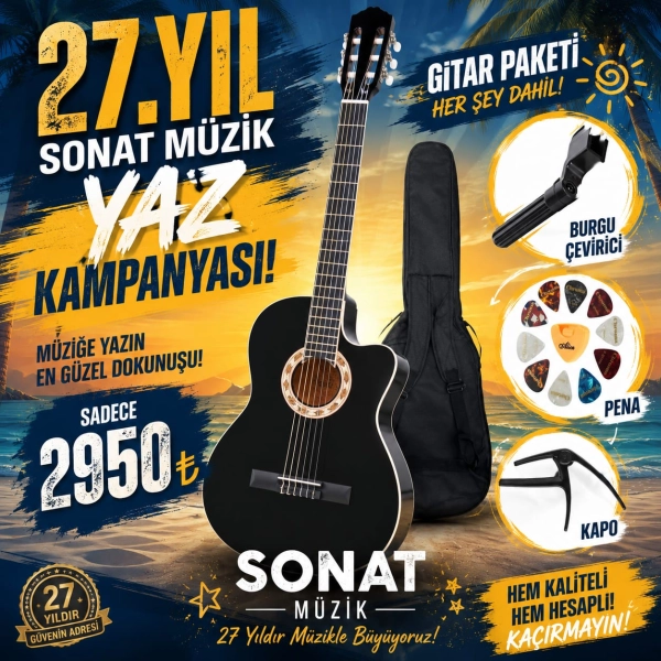 Kesik Kasa Siyah Gitar