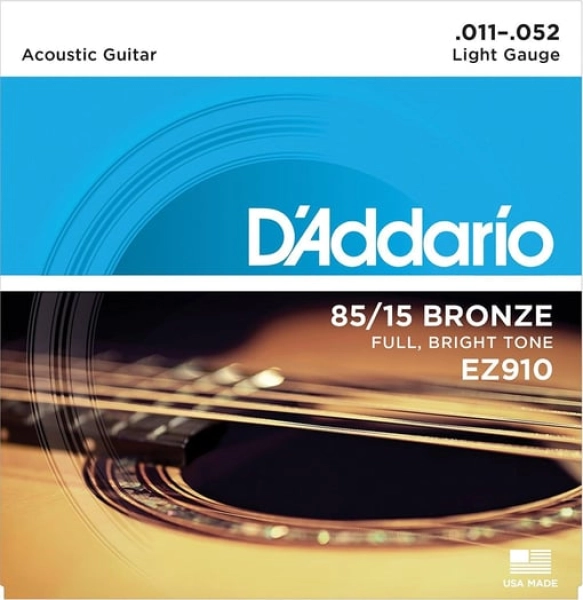 #SUK0136 - D'Addario EZ910 Akustik Gitar Tel Seti, 85/15 Bronze, Light