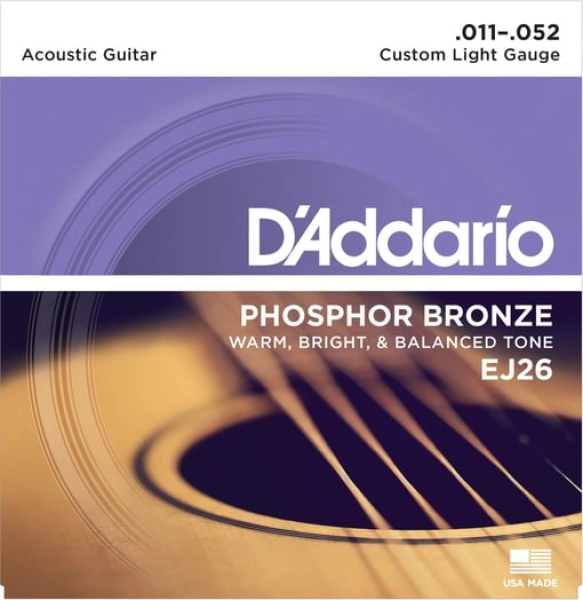 #SUK0139 - D'Addario EJ26 Akustik Gitar Tel Seti 11-52 Phosphor Bronze Custom L
