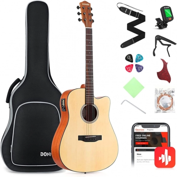 #SUK0353 - Donner DAG-1C Cutaway Akustik Gitar Seti (Natural)