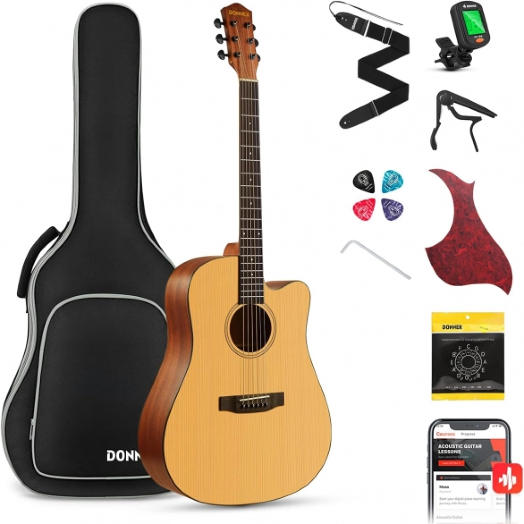 #106 - Donner DAG-1C Cutaway Akustik Gitar Seti (Natural)