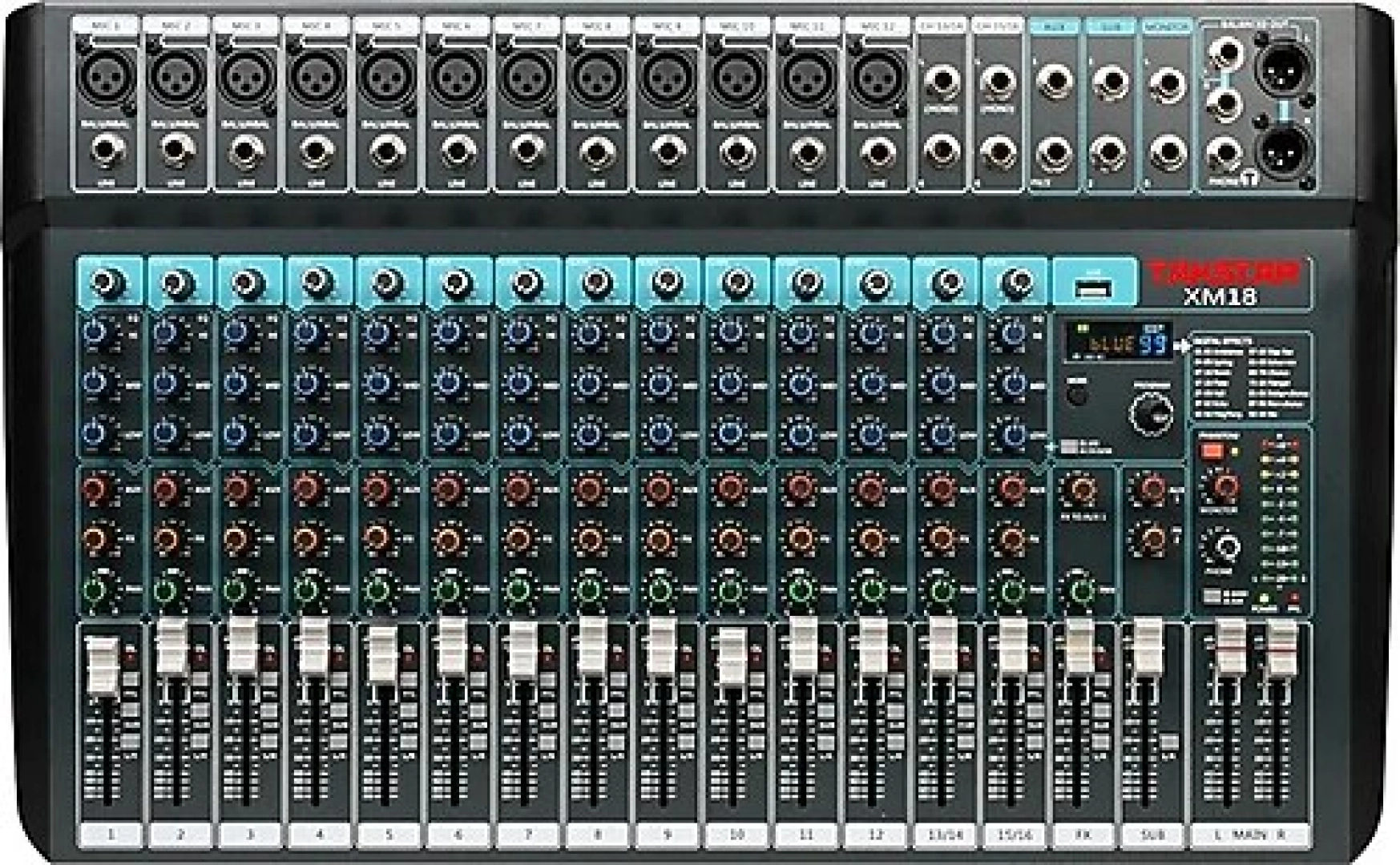 #253 - Takstar EM14 18 Kanallı 12 Mikrofon Girişli Efektli Analog St&uuml;dyo Mixe